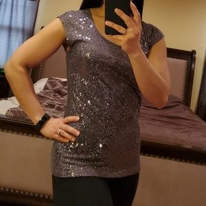Ann Taylor gray sequin top